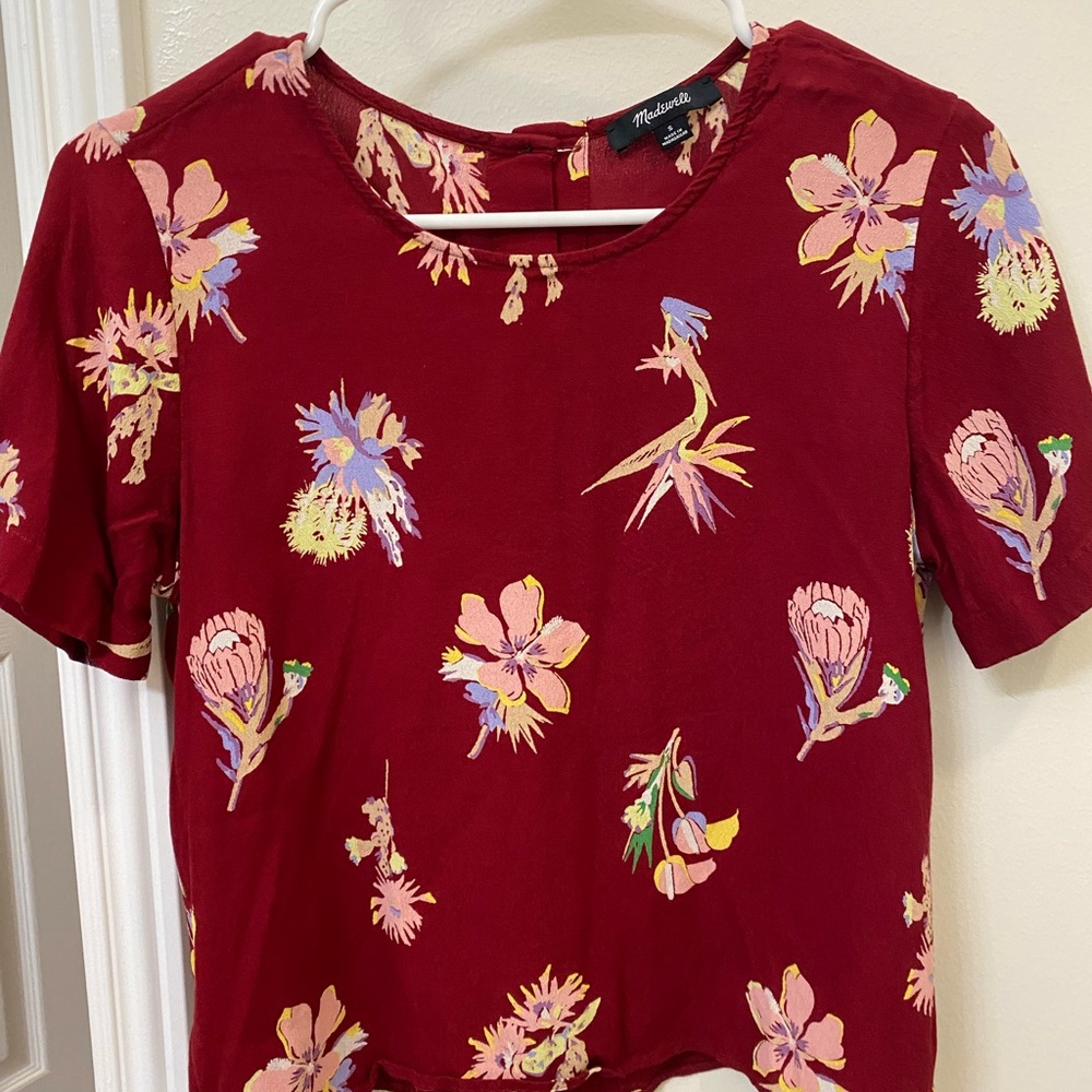 Madewell Red Floral Top